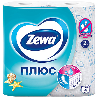 Туалетная бумага Zewa Плюс Океаническая свежесть, 2 сл, 4 рул