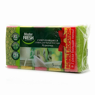 Губки д/посуды Master FRESH XL крупнопористые, 5шт