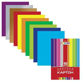 Картон цветной А4 10л 10цв 2х стор Creative Set Hr