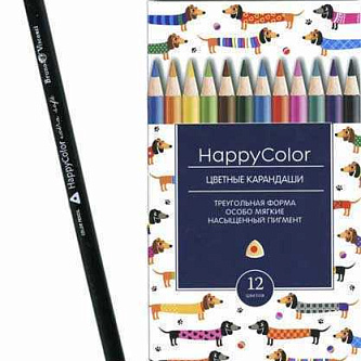 Карандаши 12цв HappyColor трехгран дер,подвес