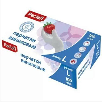 Перчатки виниловые Paclan L, 100шт.