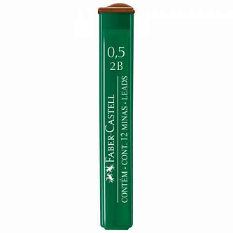 Грифели Faber-Castell "Polymer" 12шт, 0,5мм, 2B