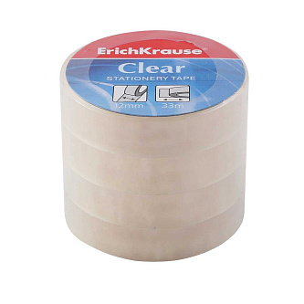 Клейкая лента ErichKrause Прозрачная 12мм*33м, 1 шт.