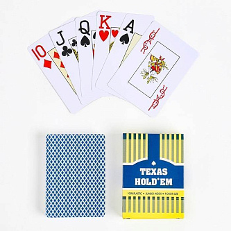 Карты игральные пластик TEXAS, 54 шт, 32 мкм, 9*6.6 см, синяя ру