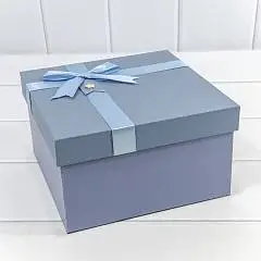 Коробка подарочная "Синяя" с бантом 21*21*12,3 см 3-3, фото №1