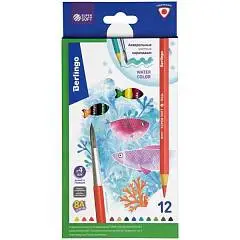 Карандаши акварельные "SuperSoft. Рыбки", 12цв.+кисть, трехгран., фото №1