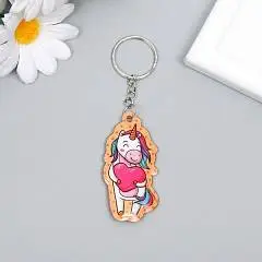Брелок ПВХ "Единорожка с сердцем" мягкий 5,9х3см, фото №1