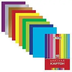Картон цветной А4 10л 10цв 2х стор Creative Set Hr, фото №1