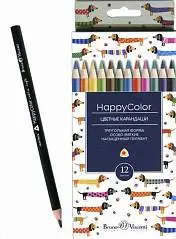 Карандаши 12цв HappyColor трехгран дер,подвес, фото №1