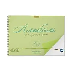 Альбом д/рис А4 40л 120г гребень пл обложка зелёный ЕК, фото №1