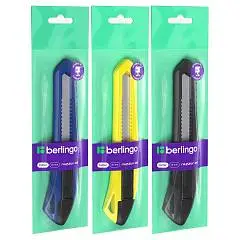 Нож канцелярский Berlingo "Razzor 100" 18мм, push-lock, ассорти, фото №1