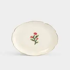 Тарелка Фиолетовые цветы Gentle flower  керам молочн/золот кант, фото №1
