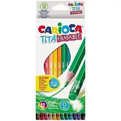 Карандаши цветные пласт стираемые 12цв "Tita Erasable" Carioca, фото №1