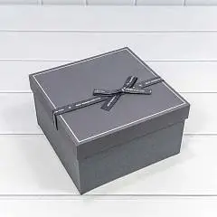 Коробка подарочная Серая 21*21*12,3 см 3-3, фото №1