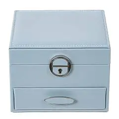 Шкатулка для украшений, L16 W17 H12 см, кожзам, голубая, фото №1