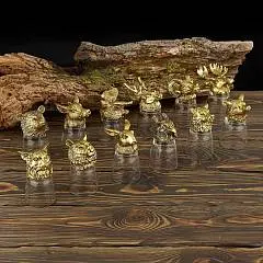 Набор 12 стопок-переверт. "Охотник" 50мл 24K Goldplated, фото №1