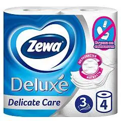 Туалетная бумага Zewa Deluxe Белая, 3 сл, 4 рул, фото №1