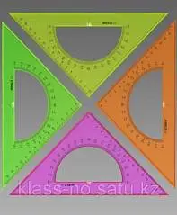 Треугольник с транспортиром 16см 45гр "NEON Cristal" ассорти, фото №1