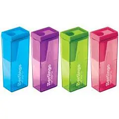 Точилка пластиковая "NeonBox" 1 отв, контейнер, ассорти, фото №1