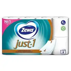 Туалетная бумага Zewa Just 1, 4 сл, 8 рул, фото №1