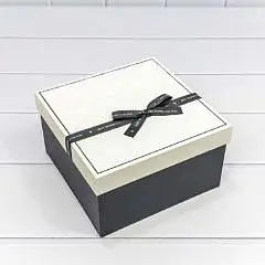 Коробка подарочная Беж/Чёрный 19*19*10,8 см 3-2, фото №1