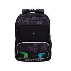 Рюкзак школьный Grizzly 2 отд игр/эл на липучке черн, фото №1