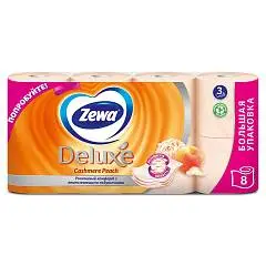 Туалетная бумага Zewa Deluxe Персик, 3 сл, 8 рул, фото №1