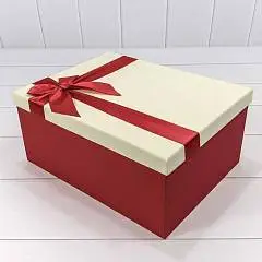 Коробка подарочная "Бант" Красный/Бежевый 32*24,5*14,4 см 10-9, фото №1