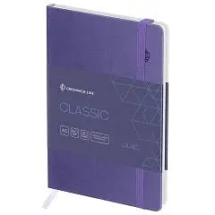 Записная книжка А6 80л кл "Classic. Lilac", с резинкой, кожзам, фото №1