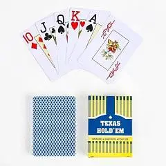 Карты игральные пластик TEXAS, 54 шт, 32 мкм, 9*6.6 см, синяя ру, фото №1