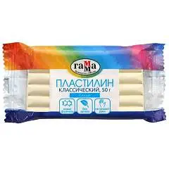 Пластилин Гамма "Классический", белый, 50г, фото №1